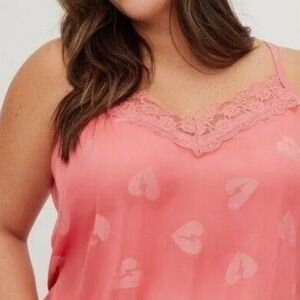Torrid coral lace hearts cami nwt